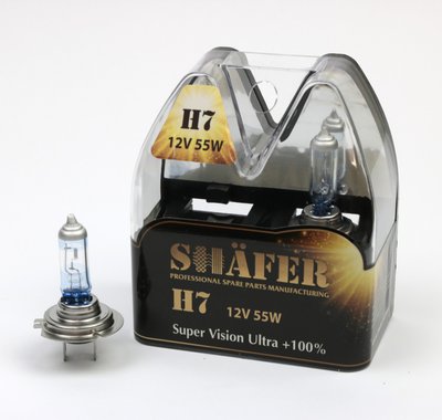 Shafer SL3007 Лампа галогенова H7 12V55W Super Vision Ultra +100% (комплект, пластиковий бокс 2шт) SL3007 фото