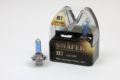 Shafer SL3007S Лампа галогенова H7 12V55W Silver top Super Vision +50% (комплект, пластиковий бокс 2шт) SL3007S фото