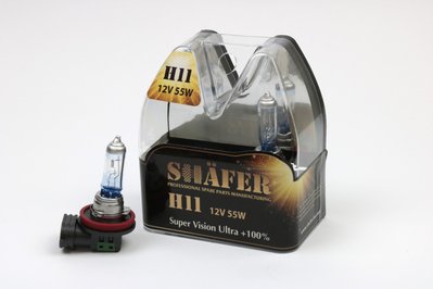 Shafer SL3011 Лампа галогенова H11 12V55W Super Vision Ultra +100% (комплект, пластиковий бокс 2шт) SL3011 фото