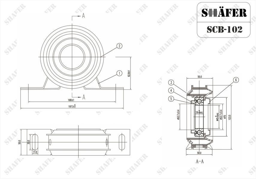 Подшипник подвесной Ford Transit 92-94, D=45mm (SKF Подш) SCB-102 фото