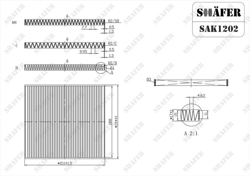 Фільтр салонний Hyundai Solaris, Kia Rio III, 11-, 209x190x15, вугільний SAK1202 фото