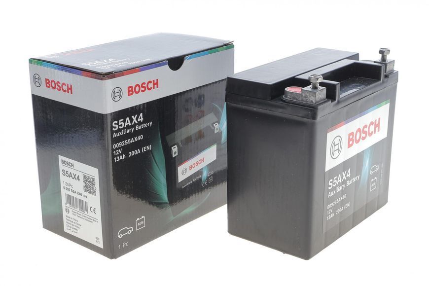 Акумулятор 13Ah-12v BOSCH AGM AUXILIARY (S5AX4) (150x87x145),L,EN200 0092S5AX40 фото
