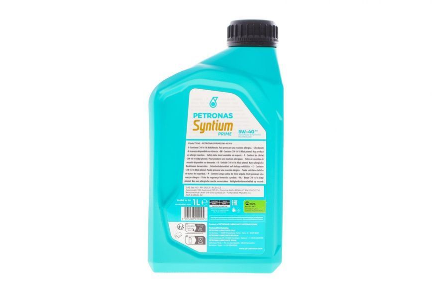 Олива 5W40 SYNTIUM PRIME AV (1L) (VW 505.00/505.01/MB 229.51/RN0700/RN0710)(API SN) (ACEA C3) заміна для 70179E18EU 71242E18EU фото