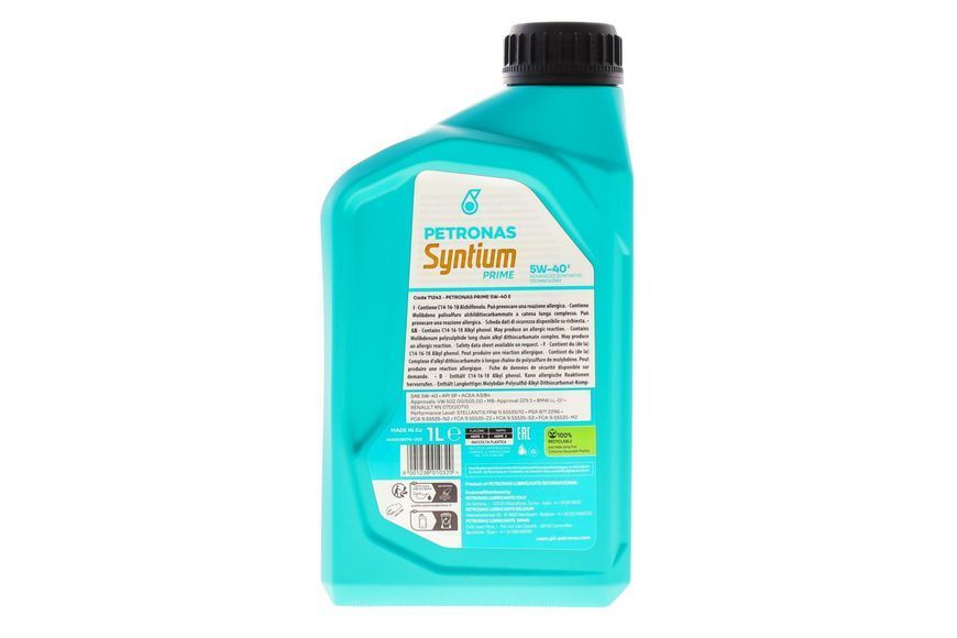 Олива 5W40 SYNTIUM PRIME E (1L) (MB 229.5/VW 502.00/505.00/LL-01/RN0700/RN0710) (API SP)(ACEA A3/B4) заміна для 70731E18EU 71243E18EU фото