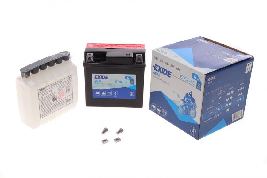 Акумулятор 4Ah-12v Exide AGM (113х70х105), R, EN70 ETX5L-BS фото