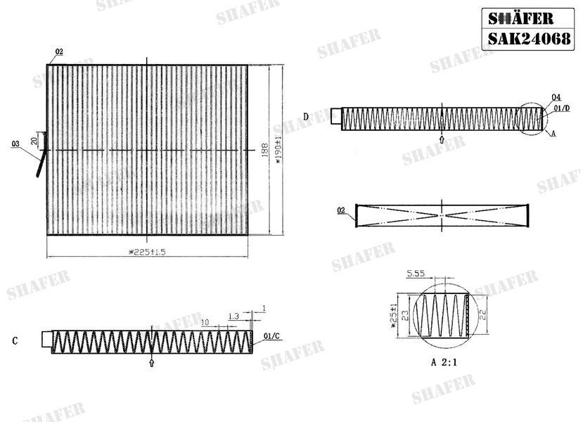 Фильтр салонный Ford Explorer (11-19), Flex (09-19), Taurus (10-19), Lincoln MKS (10-16), MKT (10-19), угольный, (USA) SAK24068 фото