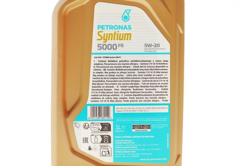 Олива 5W20 SYNTIUM 5000 FR (1L) (ILSAC GF5) (WSS-M2C 948-B/STJLR.03.5004) 70265E18EU фото