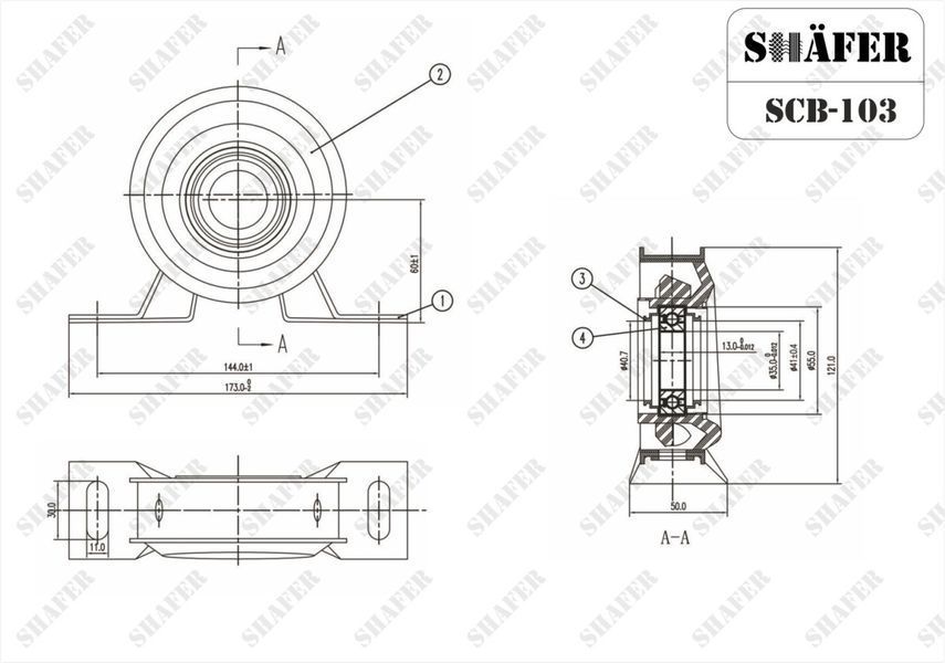 Подшипник подвесной Ford Transit V347 06-, D=35mm (SKF Подш) SCB-103 фото